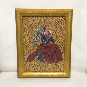 (RARE) Vintage Bombay “Guardian of Peace” Angel Gold Leaf Wall Picture